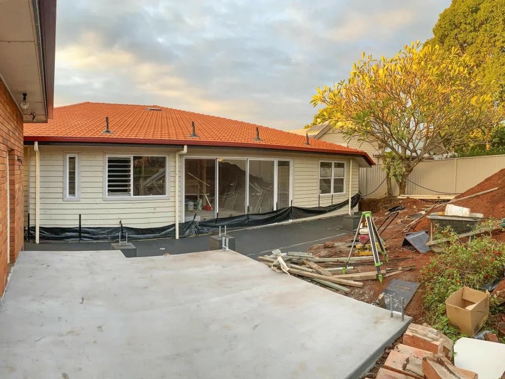 Concrete slab foundation preparation for a DIY conservatory project