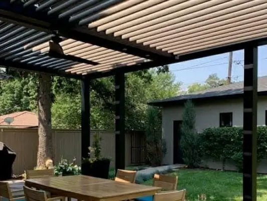 Motorized louvered pergola installation at a Sydney residential property