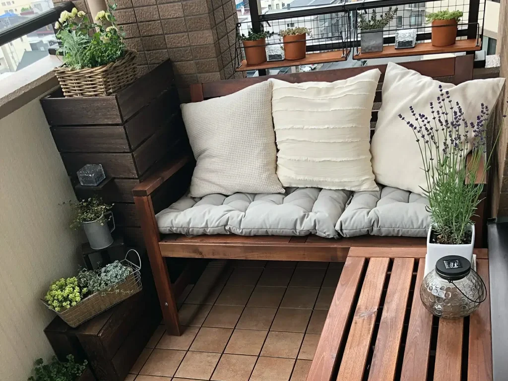 Simple garden seating area with chairs and table