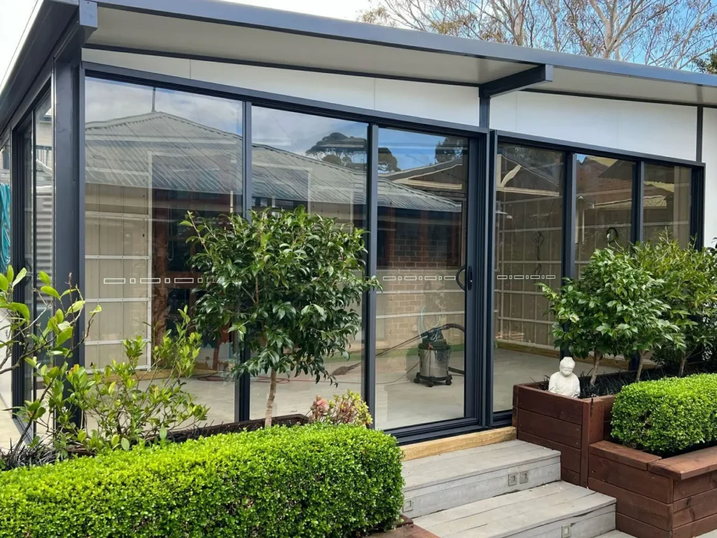 Modern aluminium patio enclosure for a Sydney outdoor living space