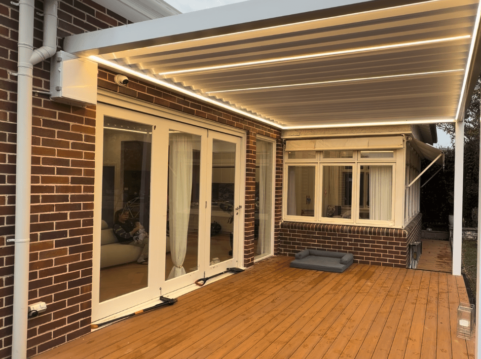 February 26, 2017 – Central Sydney: Installation of an electric louvered pergola and decking.