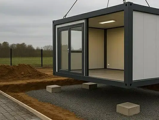 Foundation preparation and installation base for a stable outdoor office pod